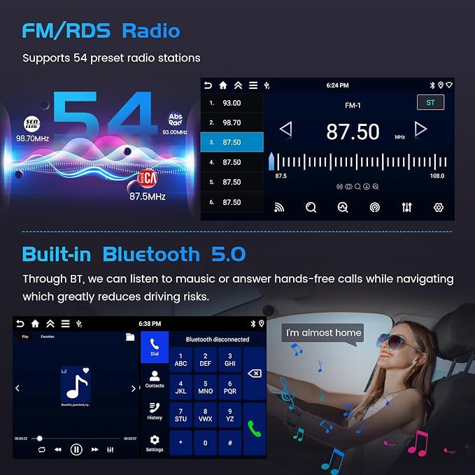 4+64G Radio for Mitsubishi Lancer 2007-2012 Android 15 Stereo | 10.1" Incell Touchscreen, Wireless CarPlay/Android Auto, GPS, Bluetooth, EQ, 15UI, Free Backup Camera