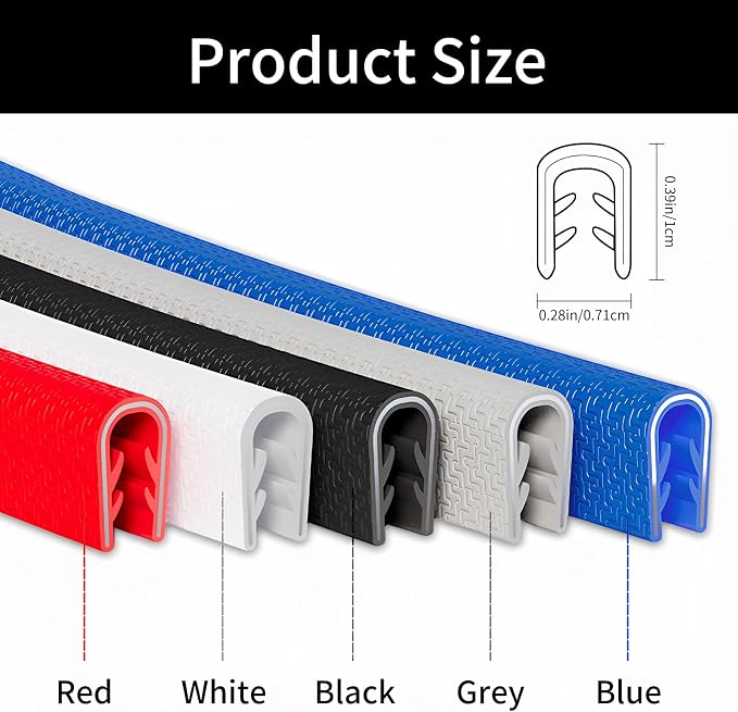 Car Door Edge Guards, 16Ft Rubber Seal Car Door Edge Trim, U Shape Door Edge Protector Guard, Aluminum Weather Proofing Automotive Door Edge Molding, Protection for Most Cars (Red)