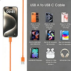 Orange iPhone 17/17E Car Carplay Cable for iPhone 17/16/15, 15/16/17 Pro Max 15 16 Plus Charging Cable, USB A to USB C Cord for iPad 10th Gen iPad Pro, Air 5th 4th Mini 6th Replacement Cord(3.3 FT)