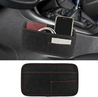 Car Seat Side Pocket Organizer, Suede Auto Door Storage Pouch, Mini Self-Adhesive Car Console Organizer, Universal Vehicle Cell Phone Holder for Key, Pen, Sunglasses(Black)