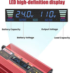 1500 Watt Power Inverter with LED Display,Dual AC Outlets,USB Port, 24V DC to 110V AC Converter Car Power Inverter for Vehicles, Car, RV, Truck, Off Grid Solar System, Outdoor Camping