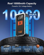 160PSI Tire Inflator Portable Air Compressor for Car/Moto/Bike/Ball | 160 PSI Rapid Inflation, 10000mAh Larger Capacity, 4+N Smart Modes, LED Light, Auto-stop, Exquisite Handbag