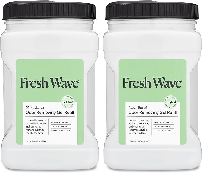 Odor Removing Gel Refill, 63 oz., Pack of 2 - Safer Odor Absorbers for Home, Natural Plant-Based Odor Eliminator, Every 15 oz. lasts 30-60 Days, For Cooking, Trash & Pets