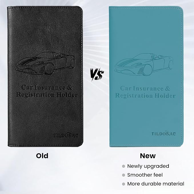 Car Registration & Insurance Card Holder Leather Auto Glove Box Organizer Document Wallet with Magnetic Shut