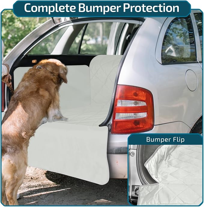 SUV Cargo Liner for Dogs with Side Flaps, Large (54" x 93") Water Resistant Trunk Cover, Non-Slip Pet Area Protector with Bumper Flap, Universal Fit for SUVs Sedans Vans, Gray