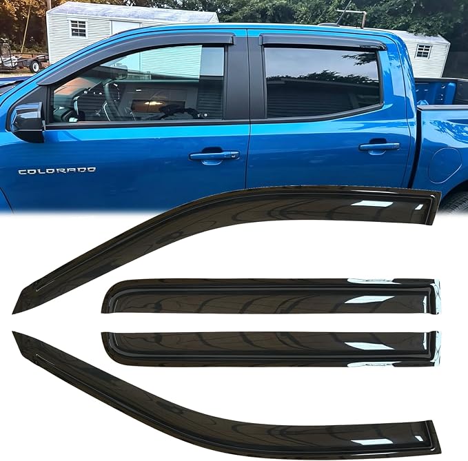 4pcs Original Shatterproof Window Wind Deflectors for 23-26 Colorado/Canyon | Tape-on Rain Guard Sets,Window Visors for Cars,Vent Deflector for 2023-2026 Colorado/Canyon Crew Cab 94218