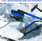 26" Snow Brush & Ice Scraper for Car Windshield and Window | 2 - in - 1 Winter Tool with Premium Bristles for Cars/SUVs/Trucks — Rotating Head, Heavy - Duty ABS | Ergonomic Foam Grip (FrostHug Blue)