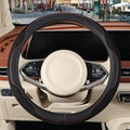 Nappa Leather Steering Wheel Cover, Advanced Microfiber Leather Non-Slip Breathable Fabric, Warm in Winter and Cool in Summer, Black Large 15.5 inch to 16 inch
