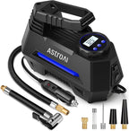 AIRUN H Tire Inflator Portable Air Compressor,Fast Inflation Electric Air Pump for Car Tires-Car Accessories,9.8Ft Cord-12VDC-Powered Auto Shut-Off with Digital Pressure Gauge,LED Light,Blue