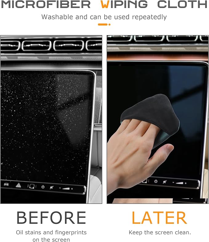 SCUARI Car Screen Cleaner,Touch Screen Cleaner for Car,Car Accessories Car Screen Wipes,Foldable Car Screen Cleaner Cloth,Square Microfiber Screen Cleaning Pad,Fits Car Dashboard LCD Display (Green)