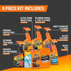 Ultimate Premier Car Care Kit, 8 Pieces, Includes Tire and Wheel Cleaners, Exterior and Interior Car Cleaning Supplies