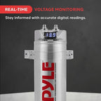 Pyle 3.2 Farad Digital Power Capacitor, High-Performance Car Audio Capacitor, LED Display, Electronic Polarity Protection, Over Voltage Protection, Includes Mounting Hardware and Post Kits, 2.9"x9.7"