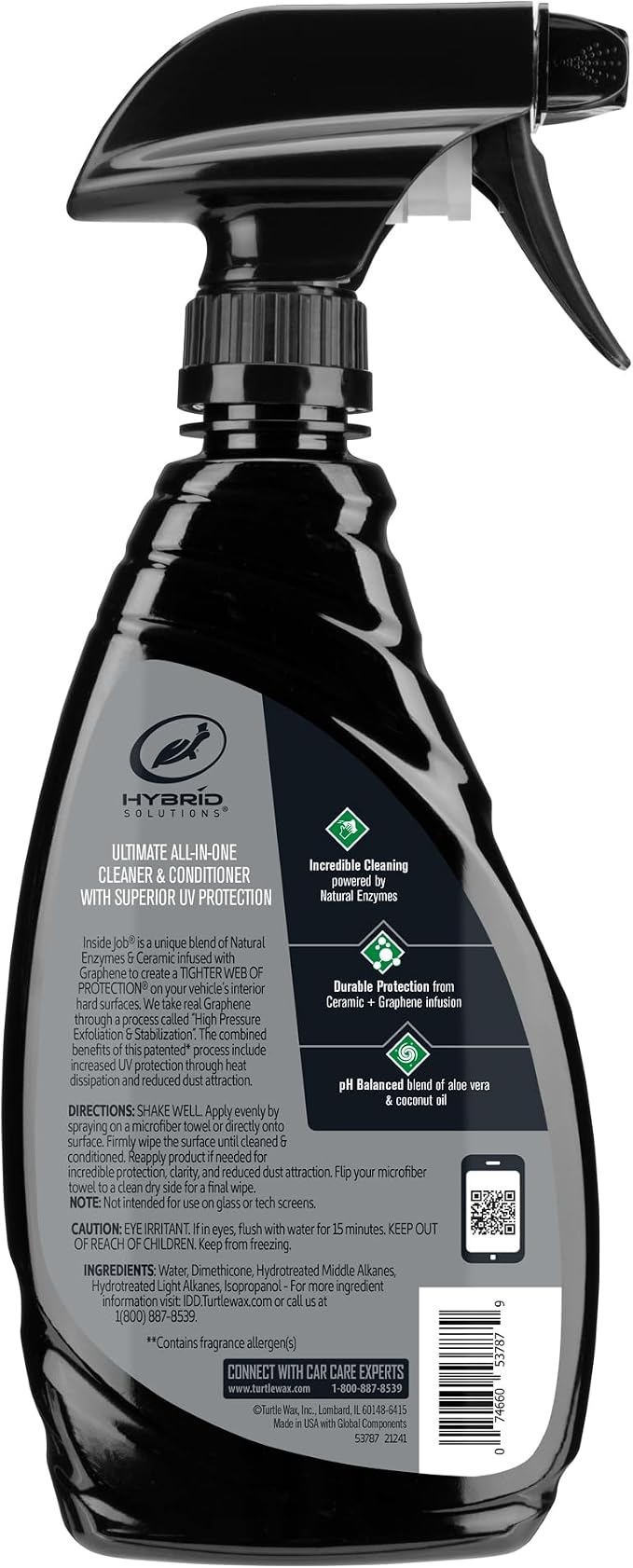 Hybrid Solutions Inside Job, All Purpose Ceramic Interior Car Cleaner and Protectant, Cleans, Deodorizes and Protects Leather Car Seats, Vinyl, Rubber, and Plastic, 16 fl oz (Pack of 2)
