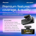 VREC-Z820DC Dual Dash Cam Front and Rear Car Camera - Premium 4K Camera, AI-ISP Starvis Night Vision, 139 Degree Wide Lens, ADAS Safety Alerts, Built in GPS, Impact Detection, 24/7 Coverage