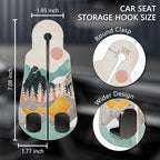 2PCS Car Seat Back Storage Headrest Hooks, Sunrise Purse Holder Bags Hanger, PU Leather Double Metal Hook for Backseat Organizer, Women Car Accessories Organization