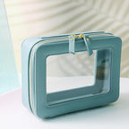 Toiletry bag waterproof cosmetic organizer with handle large opening for travelling (Blue)