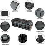 Car Trunk Organizer and Storage with Removable Leakproof Cooler Bag, 6 Removable Dividers for Custom Space, Collapsible Trunk Storage with Non Slip Bottom, Foldable Cover for SUV, Jeep, MPVs