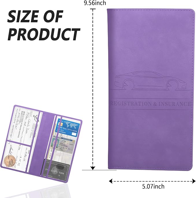 Car Registration and Insurance Holder,PU Leather Car Glove Box Organizer Car Document Holder for ID,Driver's License,Universal Car Organizer Car Accessories for Women/Men