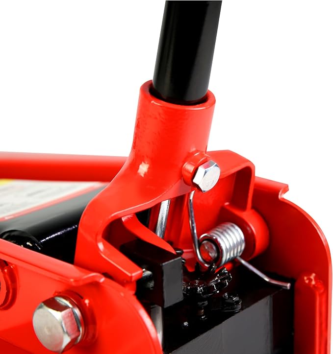 Professional Heavy Duty Hydraulic Floor Jack - Low Profile Steel Racing Jack With Piston Quick Lift Pump, 3 Ton (6,000 lb) Capacity, 5.1"-20" Lifting Range, Red