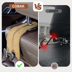 CoBak Purse Hook for Car - Universal Premium Stitched Leather and Aluminum-Magnesium Alloy Double Car Seat Back Storage Hook for Purses, Handbags, Bags (2 Pack),Linen
