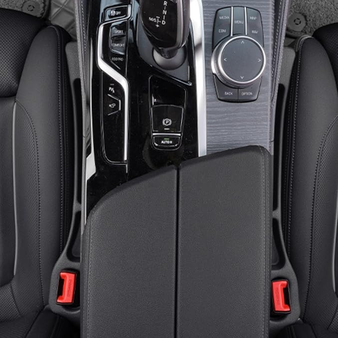 Car Seat Gap Filler 2 Pack, Anti-Drop Seat Gap Plug Blocker with Storage, Universal Car Seat Gap Organizer Stops Items from Falling, Fits Cars, SUVs, Trucks, Car Interior Accessories (black)