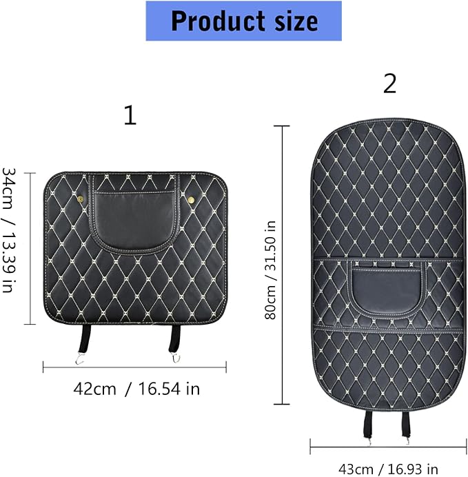 Childproof Back Kick Pad Scratch Protector Leather Storage Pockets for Family Travel Kick Mat