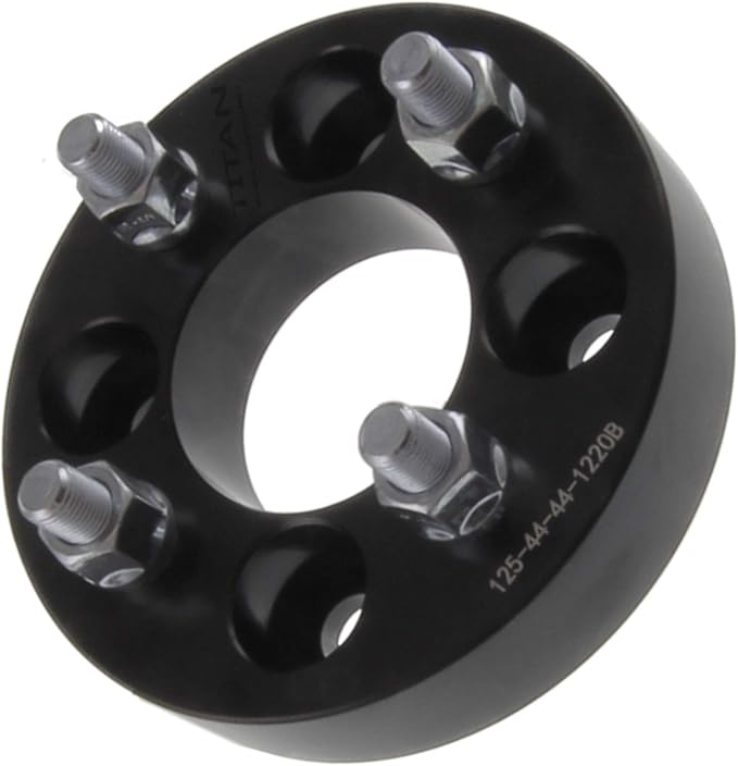 1.25 Inch Golf Cart Wheel Spacer Compatible with EZGO, Club Car, Yamaha Golf Cart - 4x4 Bolt Pattern, 66mm Hub Bore, 1/2x20 Studs, 32mm Thick, Billet Aluminum, Black - Single