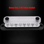 8 x M5 (#10) Studs Power Distribution Block Bus Bar 12V, 5.9" HD 120A Marine BusBar Battery Distribution Block W/Cover for Car Boat Solar (Black)