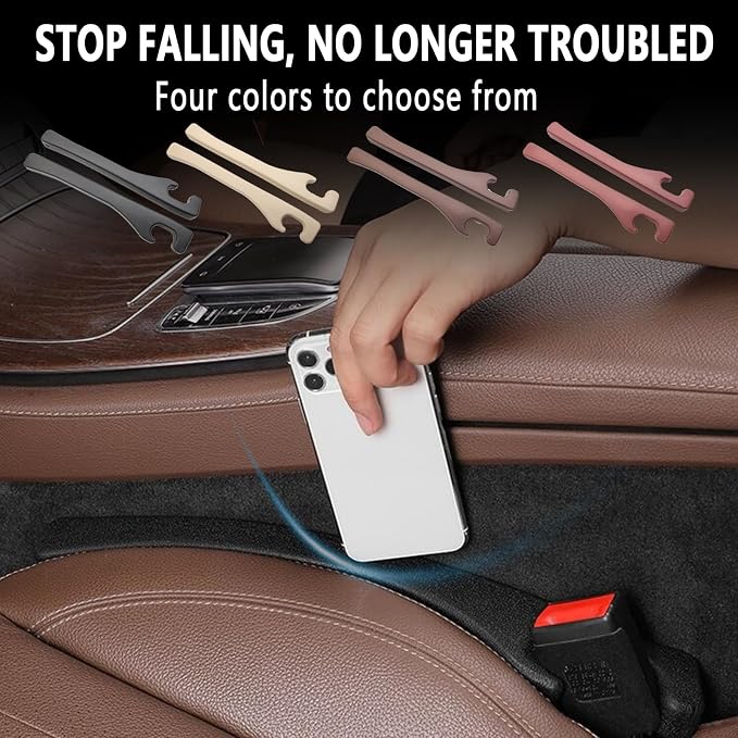 2 Pack Car Seat Gap Filler, No Drop Seat Guard, No More Lost Items, Prevents Drops & Clutter–Universal Fit Seat Gap Plug for Cars, SUVs & Trucks (Brown 2Pcs)