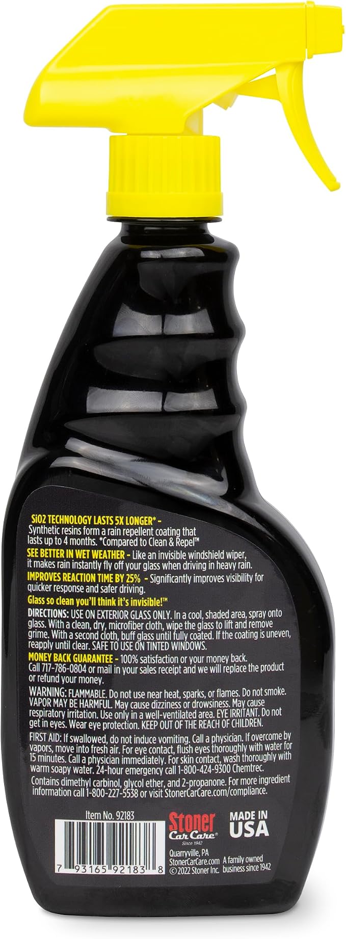 92183-2PK Hybrid Ceramic Rain Repellent and Glass Cleaner – Cleans & Protects Car Windows and Windshields with Long-Lasting Water-Repellent Si02 Technology – 16 fl oz (Pack of 2)