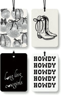 Black Coquette Western Car Air Freshener 4 Pcs, Howdy Long Live Cowgirls Disco Ball Hanging Air Freshener for Cars Closet Drawer Books, Girly Western Car Accessories Mirror Decor for Women