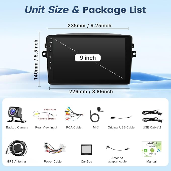 8 Core 4+64G Radio for Toyota Sienna 2004-2010 Stereo (FIT JBL. and Big Screen) Wireless Carplay Android Auto, 9” Touch Screen for Sienna Bluetooth/GPS/MirrorLink/FM/SWC/Backup Camera