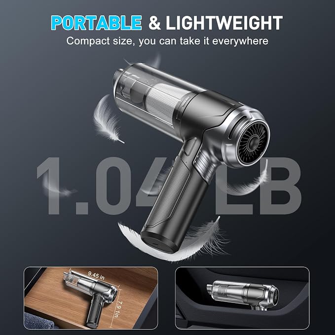 Handheld Car Vacuum Cleaner, 10000PA Vacuum Cleaner & Air Duster, 120W High Power Vacuum Portable Cordless, Hand Held Vacuum Rechargeable with Multi-Nozzles & LED Light for Home, Car, Office