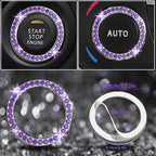 12 Pcs Bling Car Accessories Set for Women Car Floor Mats Full Set Steering Wheel Cover Seat Belt Covers Coasters Universal Fit Car SUV Truck Van Purple