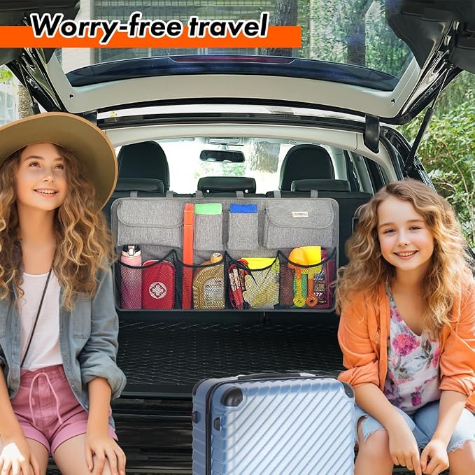 Car Trunk Organizer, LARGE CAPACITY Car Storage Bag with 8 Pockets, 7X Upgraded Trunk Storage Organizer for Car, SUV, Truck, MPV