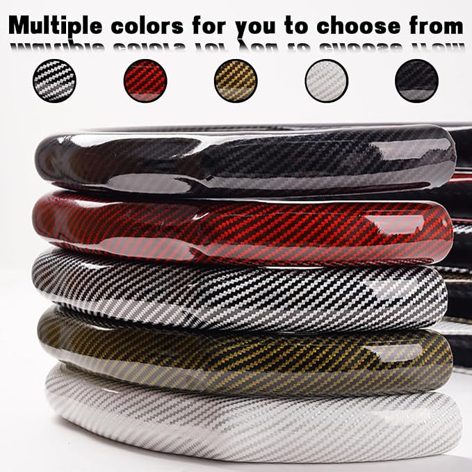 Car Steering Wheel Cover with Comfort Grip, 14.5-15" Carbon Fiber Laser Non-Slip Steering Wheel Protector, Cool Stylish Auto Interior Decor Accessories, Universal for Van SUV Sedan (Silver)
