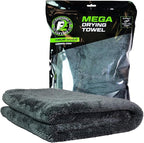 Mega Car Drying Towel - Holds Up to 9 lbs, No Streaks, Scratches, or Water Spots | 1200 GSM Microfiber Double Twist Pile & Edgeless Design, 1 Quick & Effortless Dry, 2 Pack - 24” x 36”