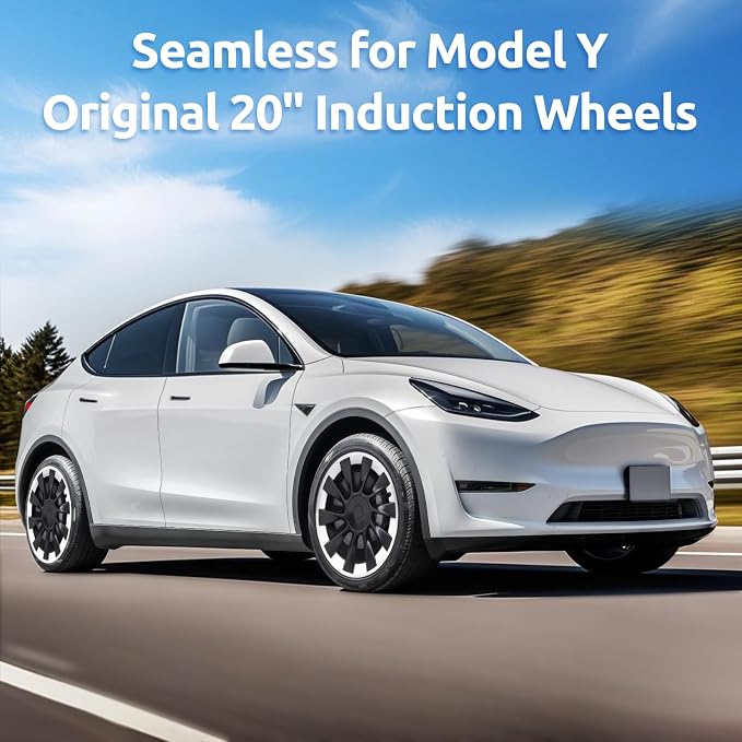 Wheel Rim Protector for Tesla Model Y 20 Inch Induction Wheels All-in-one Car Tire Trim Rings Rim Case Hubcaps Wheel Cover 2020-2024 Model Y Accessories