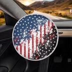 Steering Wheel Cover Sun Shade Universal Anti-Heat Aluminum Foil Auto Interior Protector, USA Flag Design Block UV Rays Cool in Summer Universal for Cars Truck SUV Van