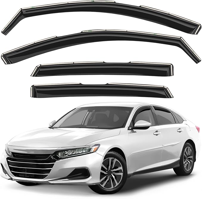 Window Deflectors Smoke Tinted In-Channel Side Window Vent Visor Deflectors Rain Guards Compatible with Accord 2018-2022 - 4pcs. GW0712