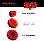 2", 4", & 5" M8 Medium-Duty Upholstery Carpet Brush with Drill Attachment Set – Power Scrubber Attachment for Car Detailing – Removes Grime, Stains & Spots from Fabric, Seats & Carpets