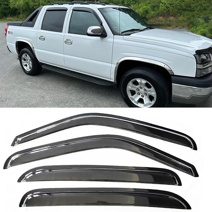 Window Visors Rain Guards Vent Deflectors for Truck 2002-2006 Avalanche/Suburban/Escalade EXT/Yukon XL, 2001-07 Chev/GMC Silv/Sierra 1500/2500/3500 Classic/Crew 94355 4-Pieces Set