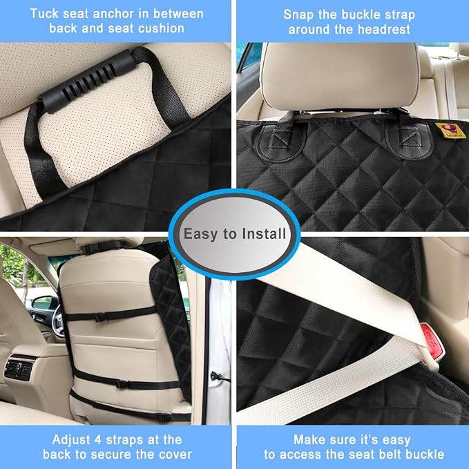 Deluxe Dog Seat Cover for Front Seat-More Durable Waterproof Front Seat Protector, High Heat Resistant and Nonslip Front Seat Cover for Dogs Kids, Universal Size (Black,1 Pack)