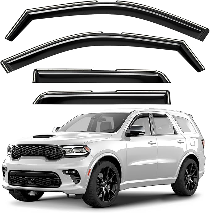 GrandWheel Window Deflectors Smoke Tinted in-Channel Side Window Vent Visor Deflectors Rain Guards Compatible with Dodge Durango 2011-2026 - 4pcs. GW0872