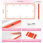 2PCS Car Sun Visor Vanity Mirror - Rechargeable Makeup Mirror with 60 LEDs, 3 Light Modes & Dimmable Touch Control for Cars, Trucks, SUVs, Car Interior Accessories for Women (Red)