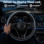 Car Steering Wheel Cover Full Surround - Soft Breathable Anti-Slip Heavyweight Safety Cover, Thick Cushioned Sports Style Universal Fit for Auto Truck SUV (Black/Sky Blue)