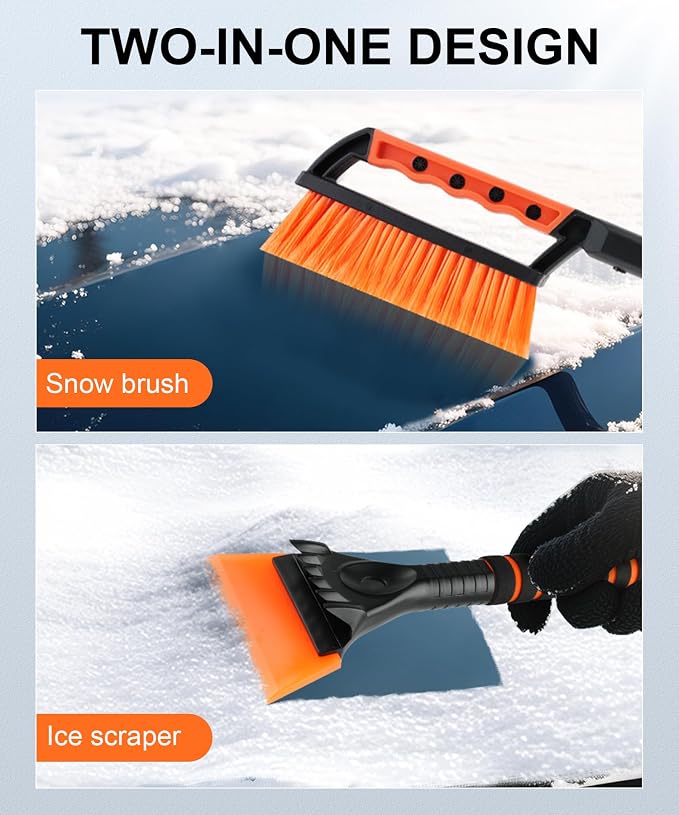 Ice Scraper and Snow Brush for Car Windshield, Snow Scraper for Car, Snow Winter Car Necessities, Multi Functional Car Snow Removal Tools, Car Accessories Gift for Women and Man (Enhanced)