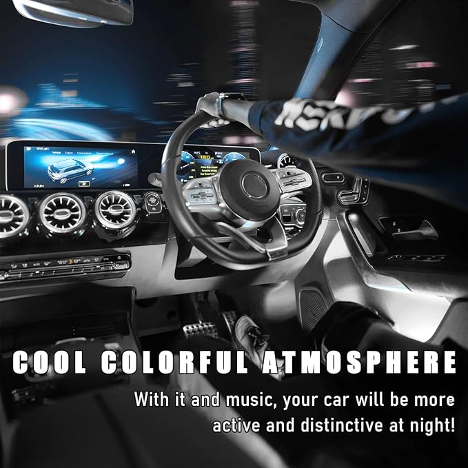 Wevdn Car Interior LED Strip Light, 12V 24 LED Neon Ambient Night Light with Cigarette Lighter Plug, Automotive Atmosphere Decorative Under Dash Lighting Kit, Car Accessories (White)