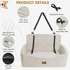 Dog Car Seat for Large Medium Sized Dogs Under 55 lbs, Dog Booster Seat for 2 Small Dogs with Detachable Washable Cover, Memory Foam Pet Car Seat with 2 Safety Belts and Storage Pockets