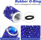 Car Wheel Tire Valve Caps, 4 PCS Bling Tire Valve Caps, Crystal Tire Caps Shinny Rhinestone for Women, Universal Car Dustproof Tire Valve Caps for Cars, Trucks, SUV and Motorcycles (Blue)